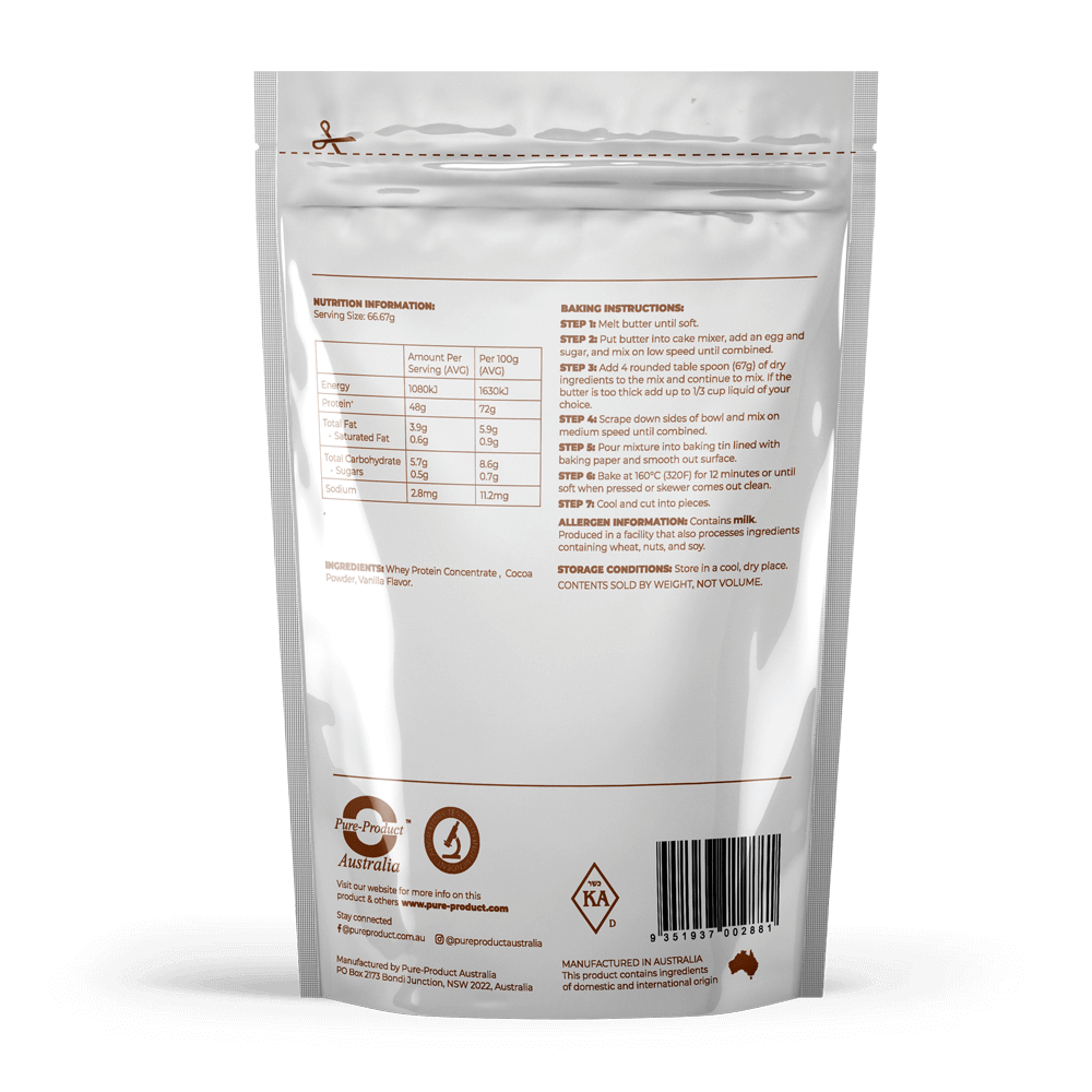 Protein Brownie Mix Pure Product Australia No need to feel guilty about eating these brownies! Pure Product Protein Brownie Mix is a quick and easy-to-make treat that will satisfy your sweet tooth cravings whilst supporting your health and fitness goals.