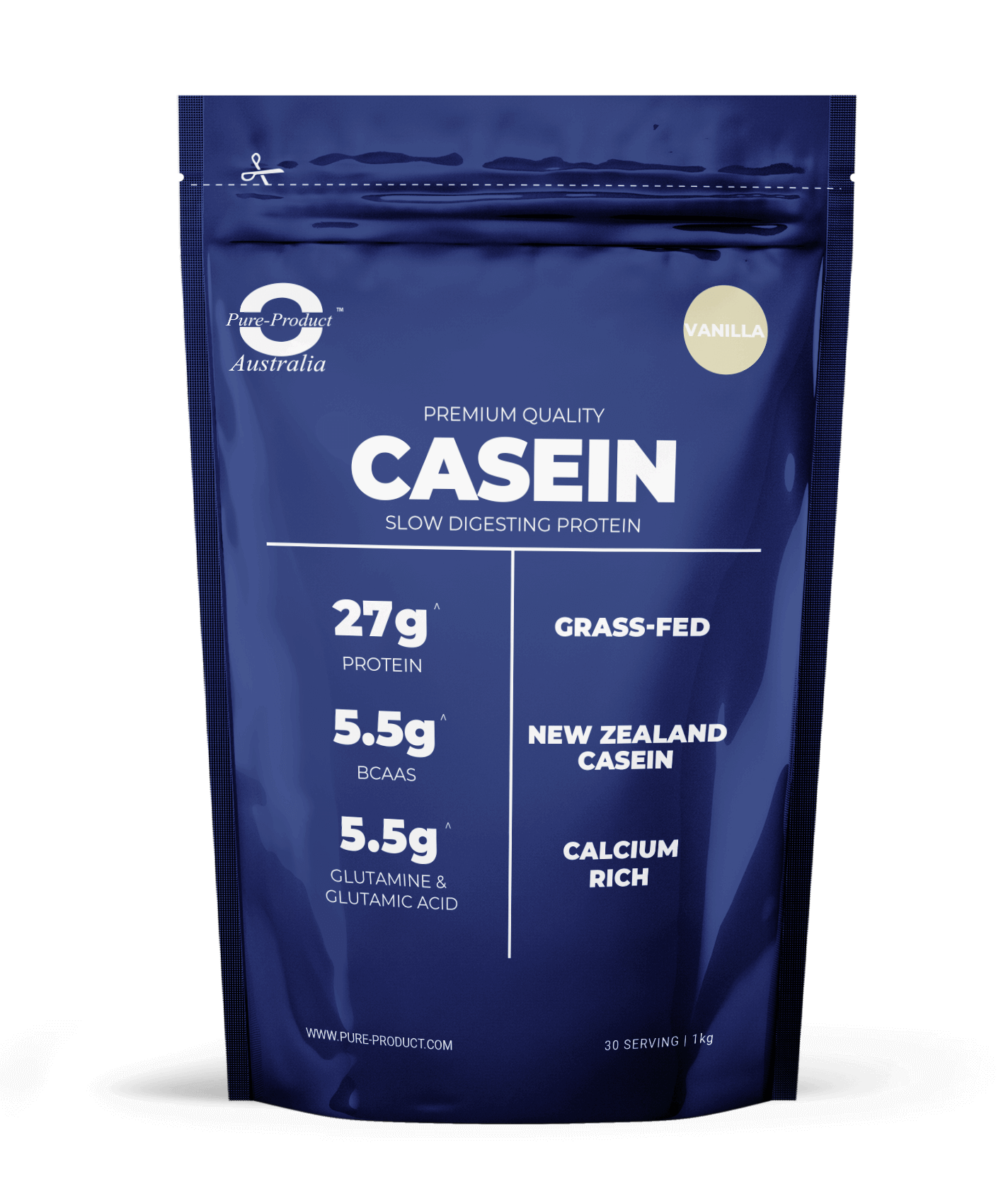 Micellar Casein Powder - Premium Quality, Grass-Fed Slow Digesting Protein for Athletes, Hormone and GMO-Free, Vanilla Flavor