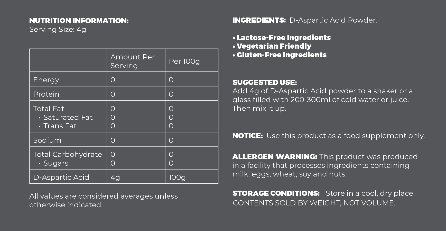D-Aspartic Acid (D-AA) Powder