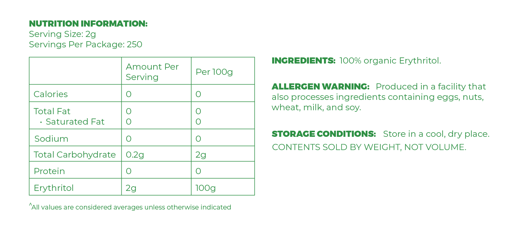 Erythritol 100% Natural Sweetener