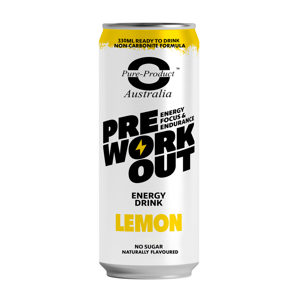 Pre-Workout Ready to Drink - Lemon Energy Can from Pure Product Australia, non-carbonated formula.