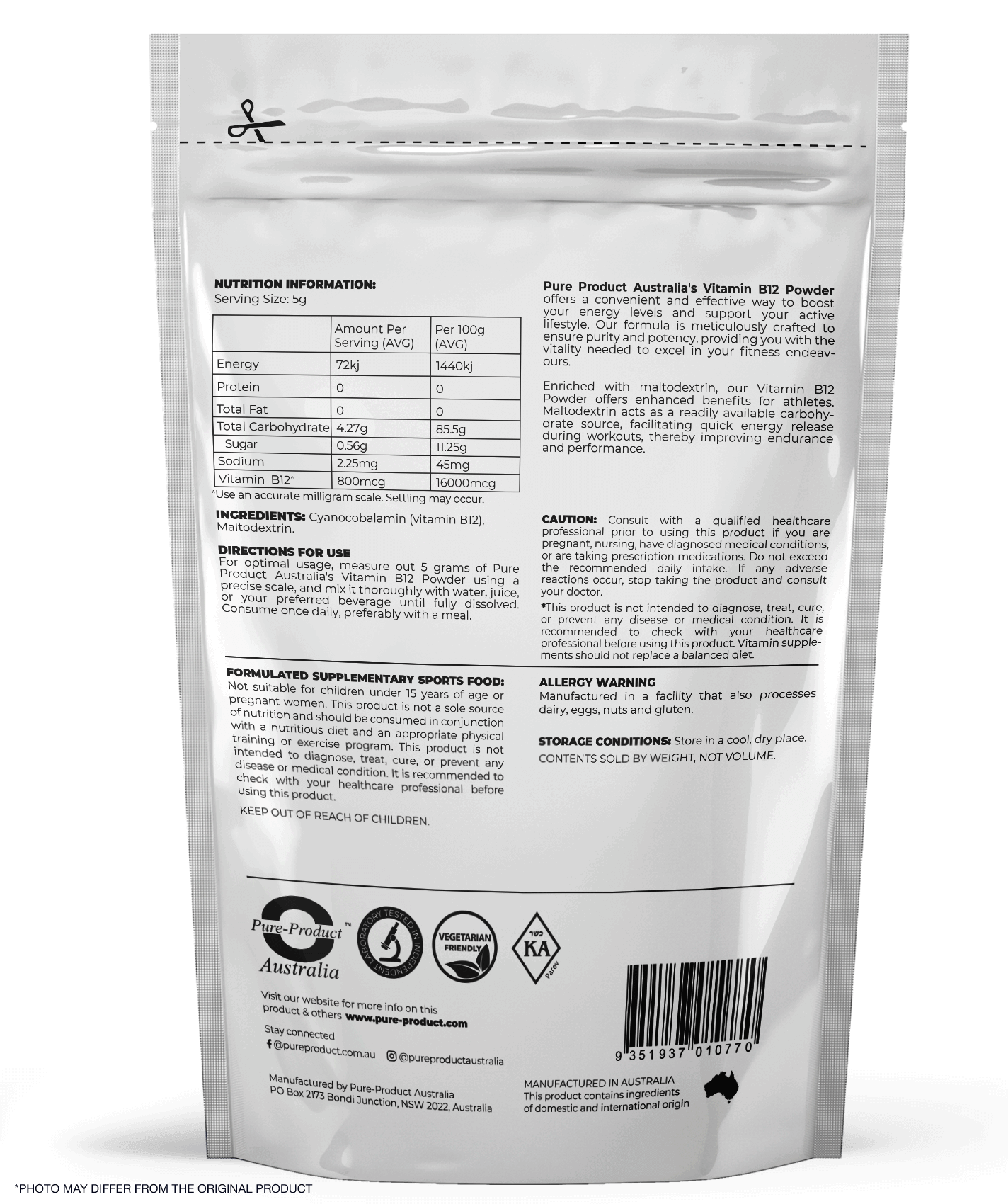 Cyanocobalamin (Vitamin B12) Powder - 800mcg Pure Product Australia, Conquer Every Challenge: Unleash Your Inner Champion with Powerful Vitamin B12 Powder Dominate Your Training, Smash Through Plateaus: As a dedicated athlete, you constantly push your lim