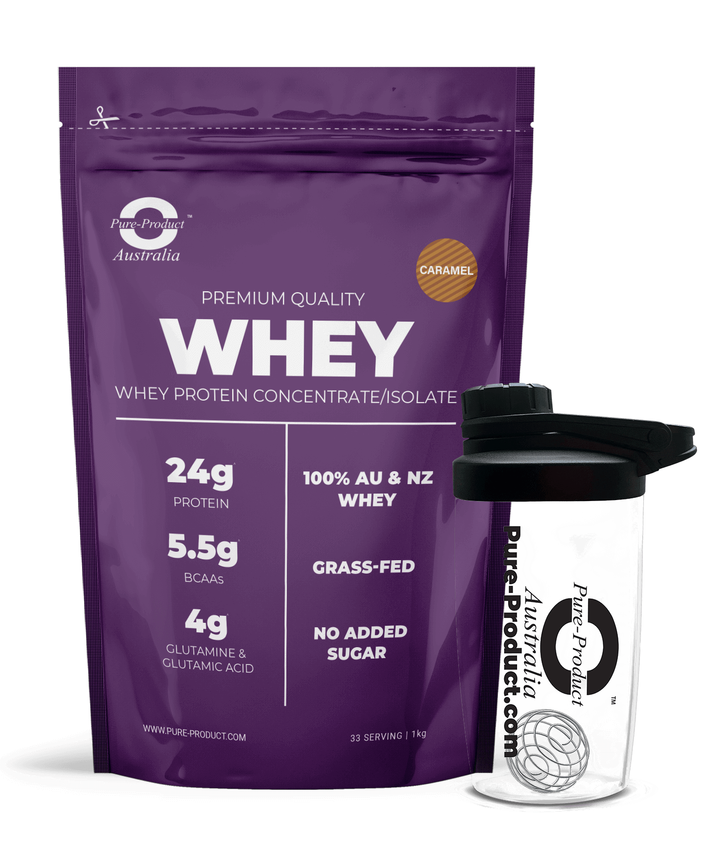 Premium Whey Protein Concentrate/Isolate from Grass-Fed Aussie Cows, 24g Protein, 5.5g BCAAs, and No Added Sugar for Fitness Enthusiasts
