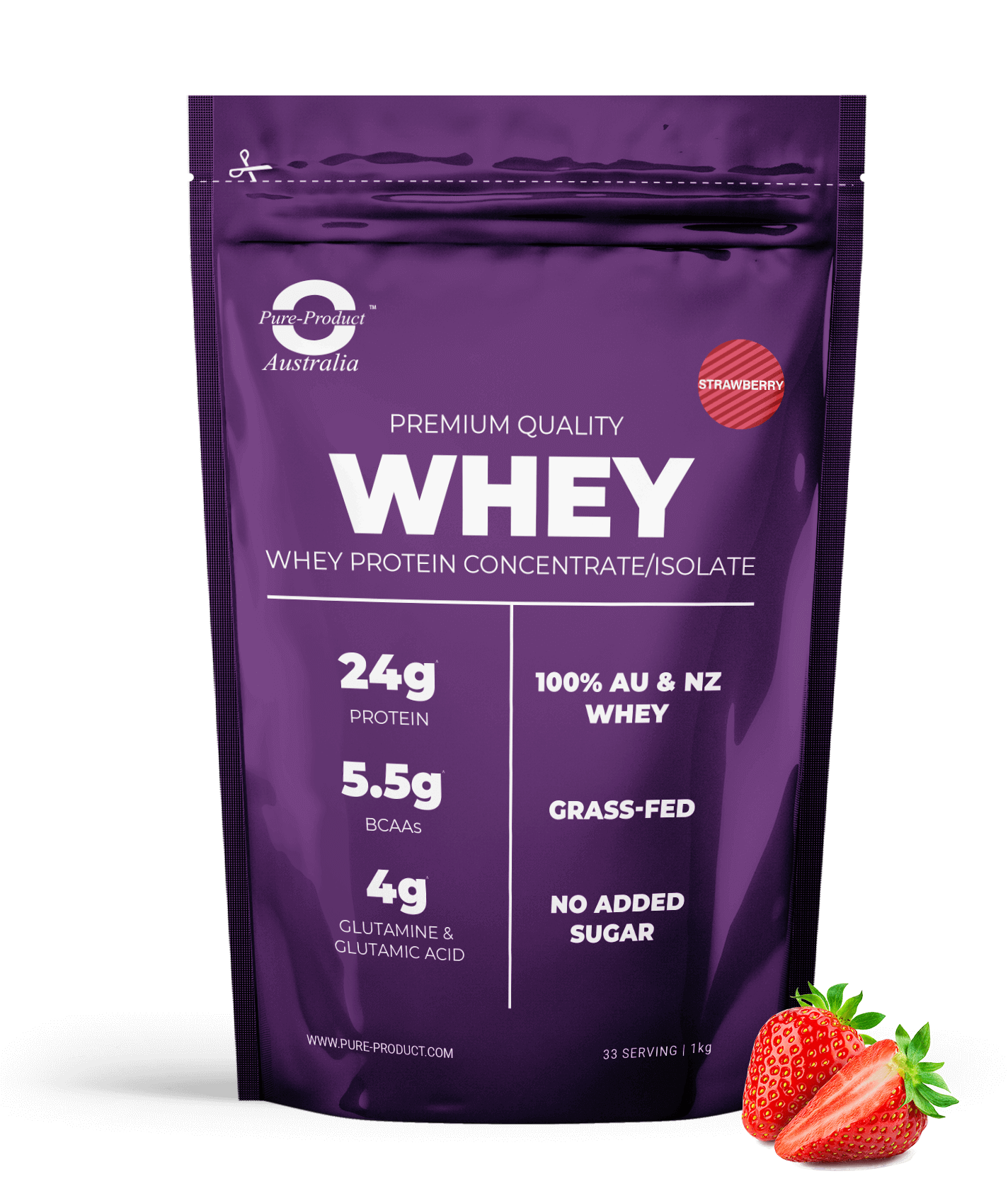 Premium Quality Whey Protein Concentrate/Isolate - Grass-Fed, 24g Protein, No Added Sugar
