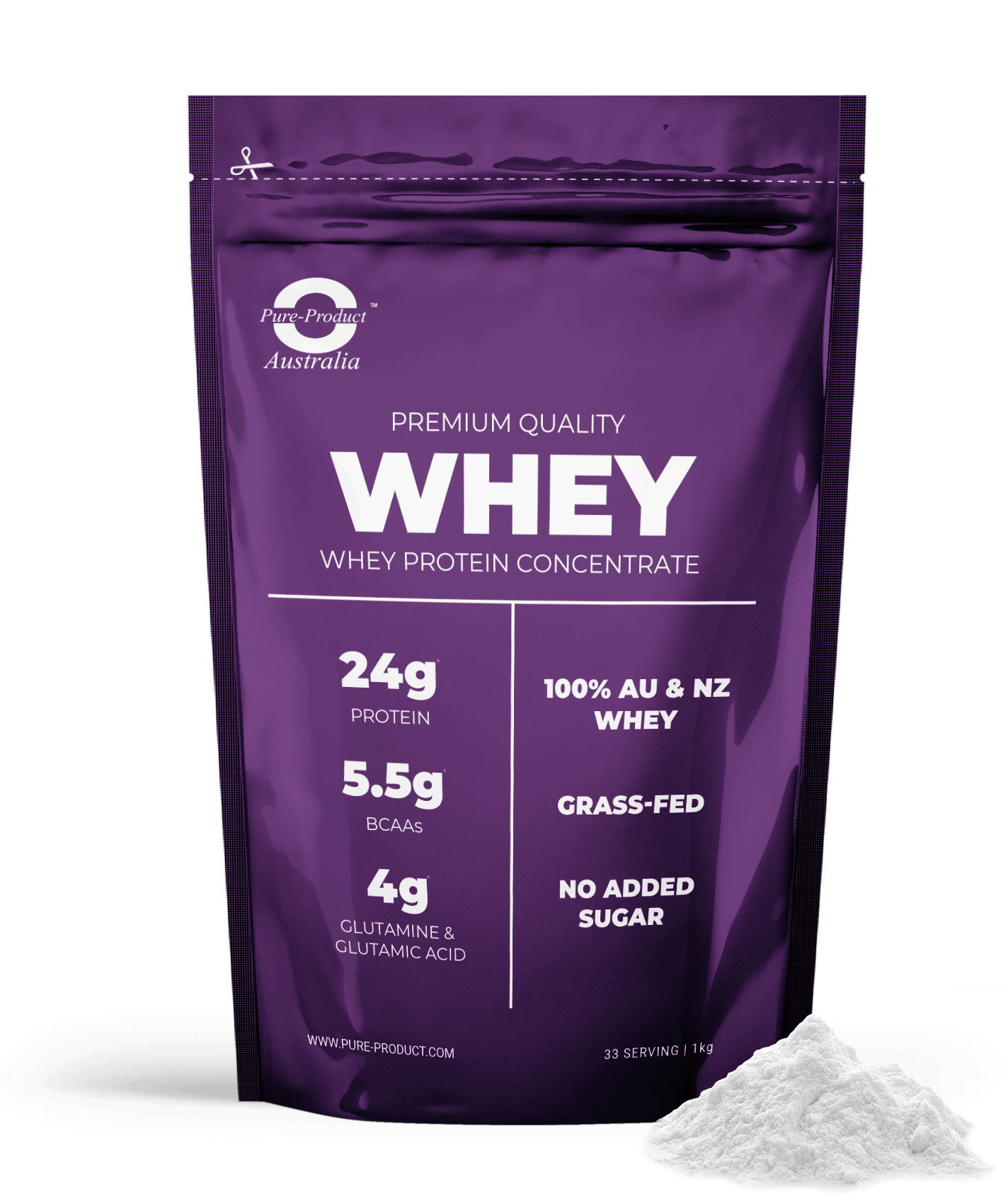 Pure Performance Whey Protein Concentrate - 24g Protein, Grass-Fed, Aussie & NZ Sourced, No Added Sugar, Premium Quality