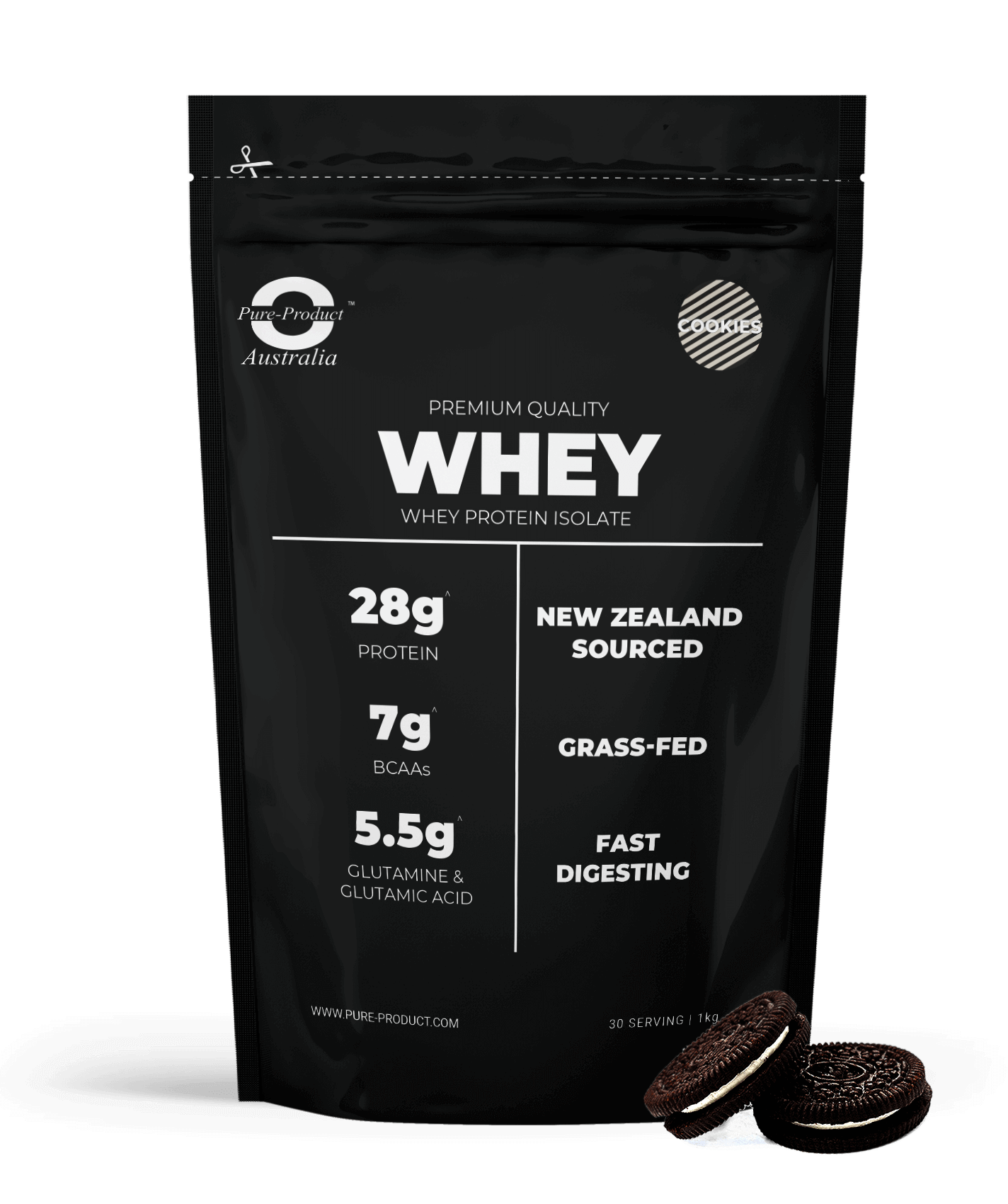 Whey protein isolate cookies and cream