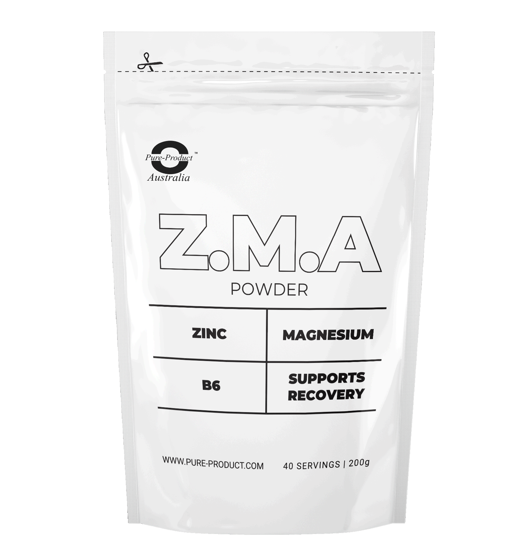 ZMA Powder supplement with zinc, magnesium, vitamin B6 for immune support, muscle recovery, and workout enhancement in 200g pack