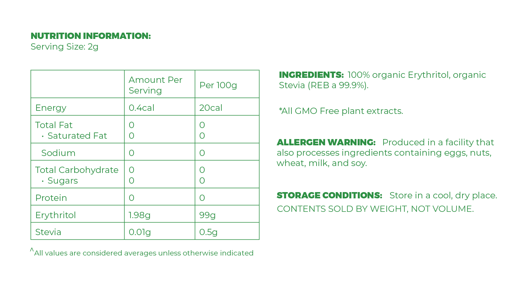 Organic Stevia 100% Natural Sweetener