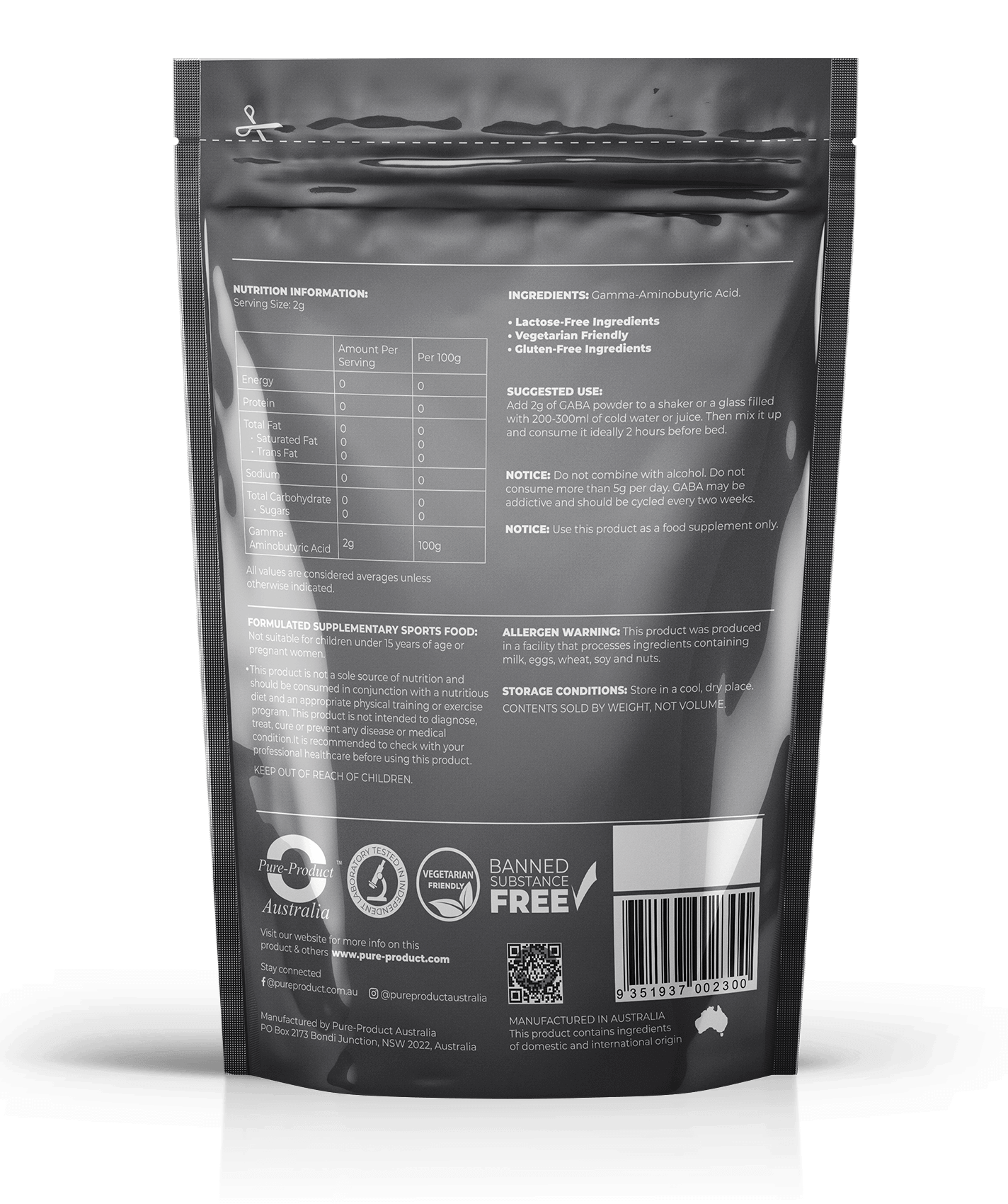 Gamma-Aminobutyric Acid (GABA) Powder, Discover the benefits of Pure Product Australia&