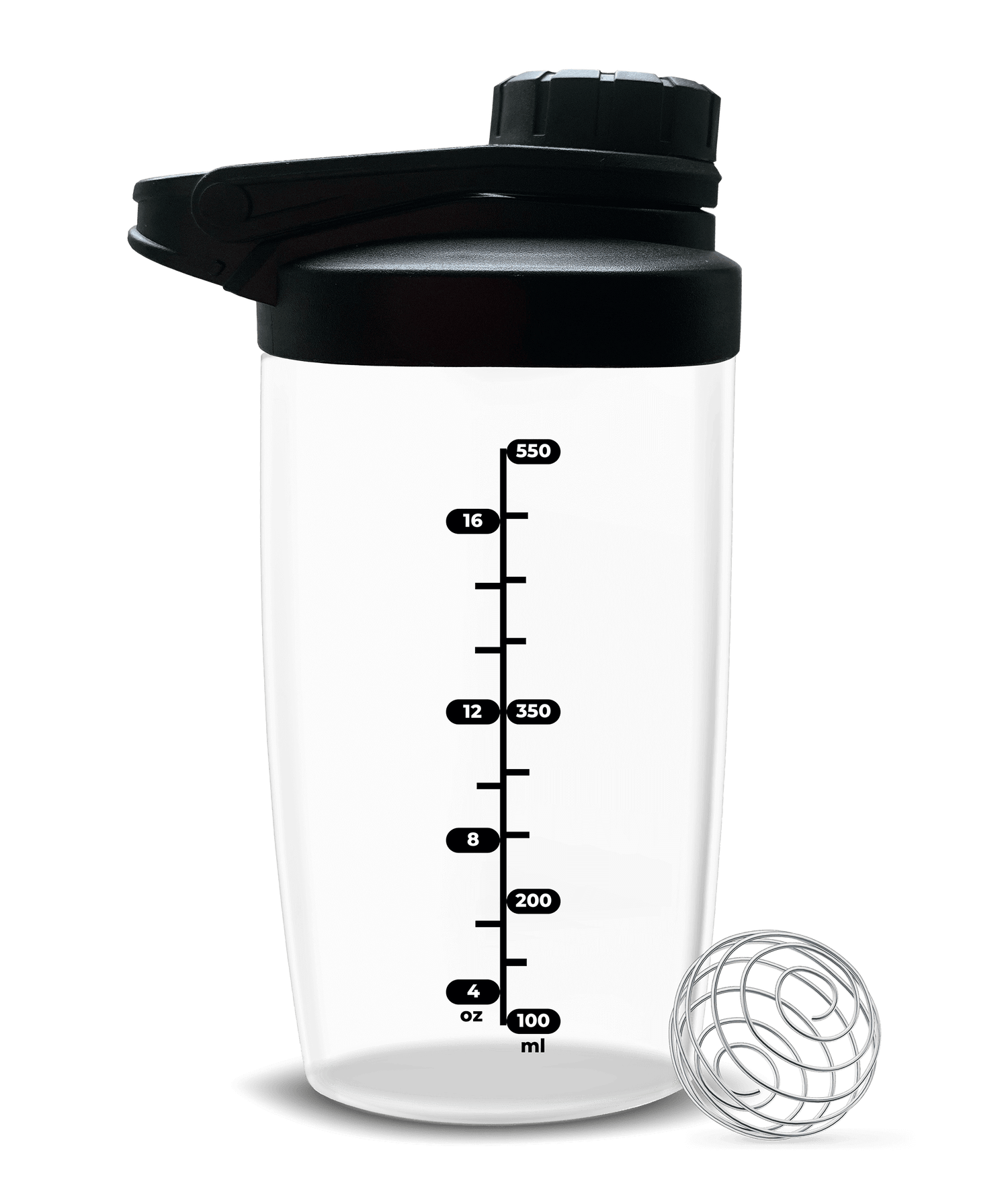 Professional 550ml glass shaker with wide mouth and clear sip spout