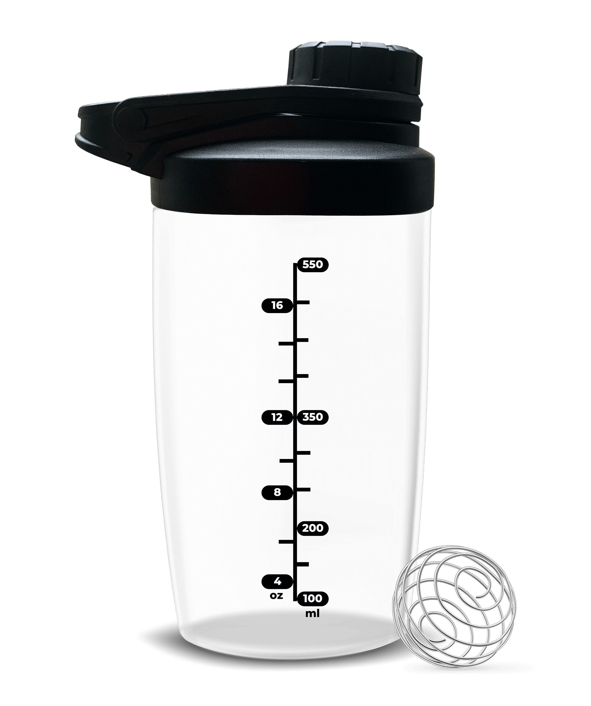Professional 550ml glass shaker with wide mouth and clear sip spout