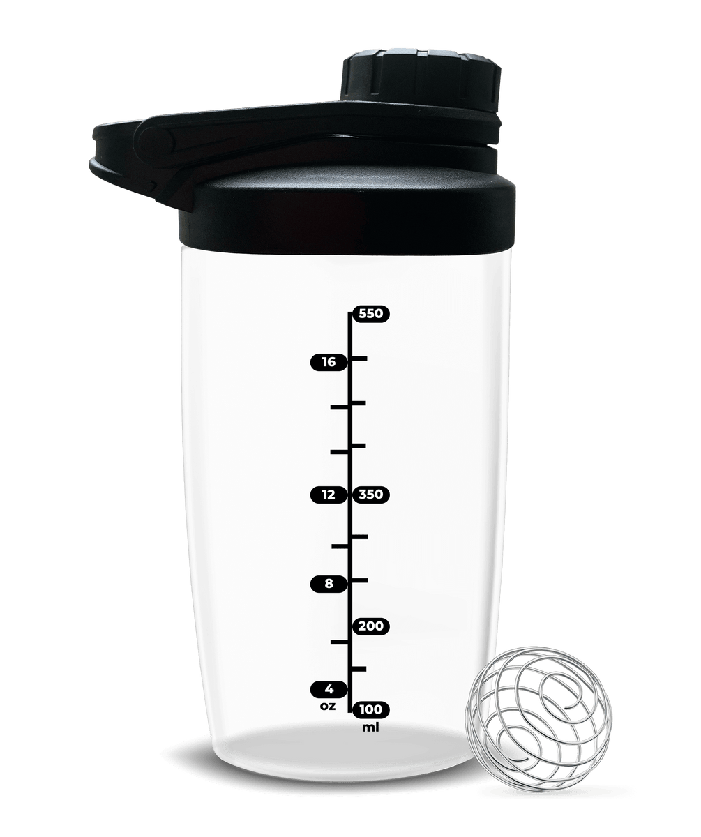 Glass protein top shaker bottle