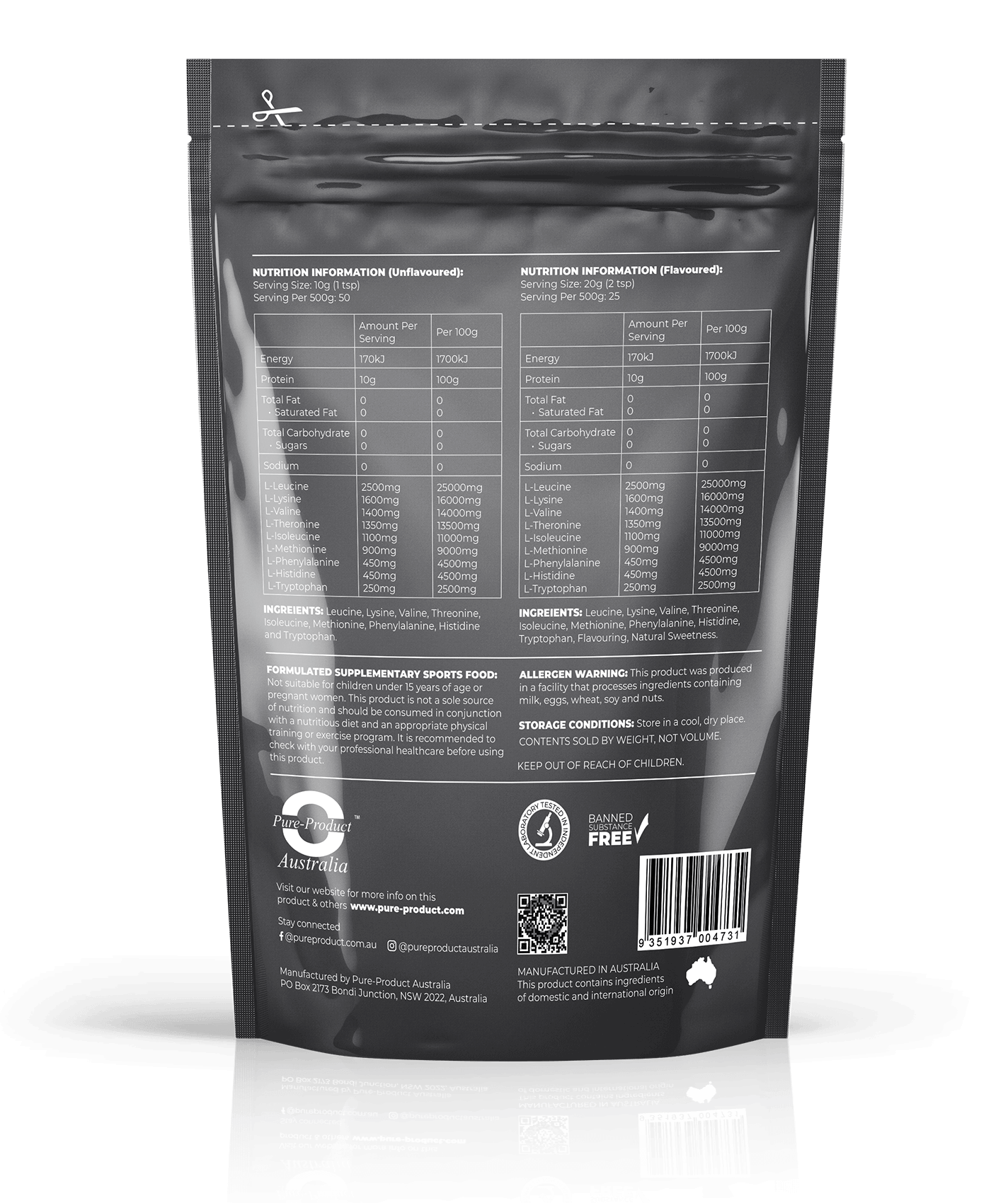 Essential Amino Acid (EAA) Pure Product Australia, Essential Amino Acid (EAA) Unlike nonessential amino acids, essential amino acids can’t be made by your body. As a result, they must come from food. The 9 essential amino acids are: histidine, isoleucine,