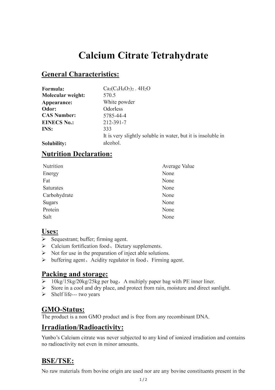 Calcium Citrate Lab Test Results 092026