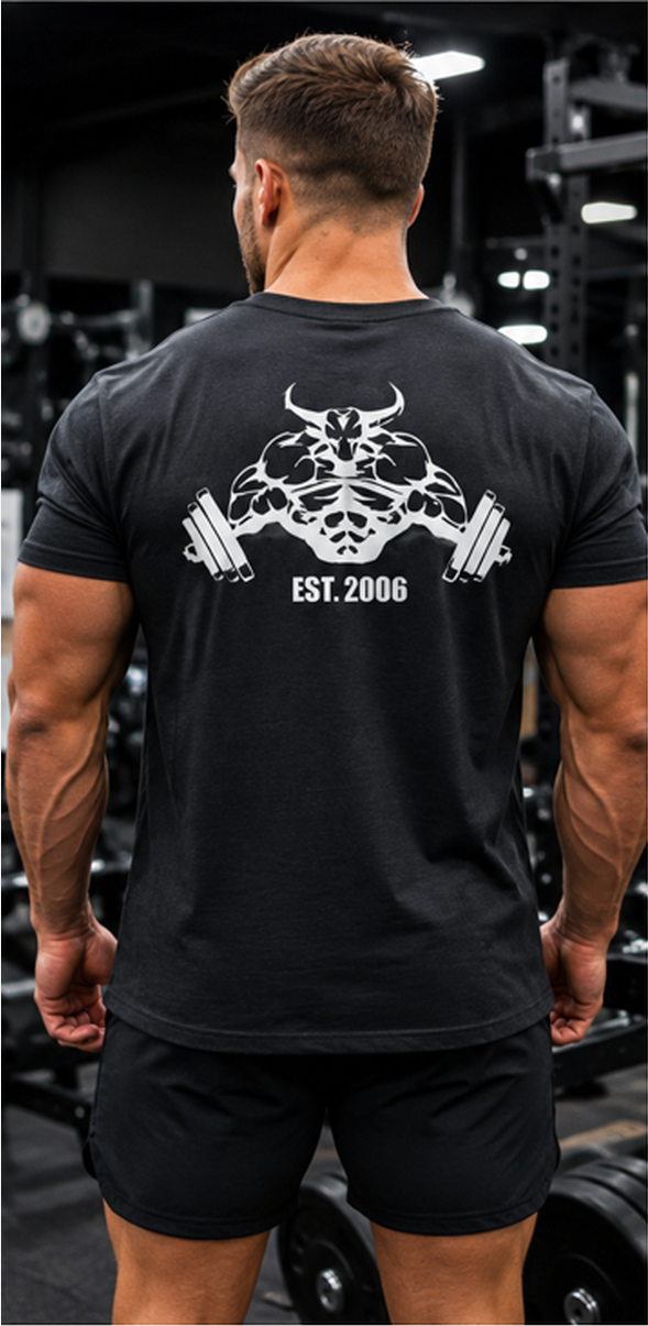 Pure Product Australia branded t-shirt, back view.