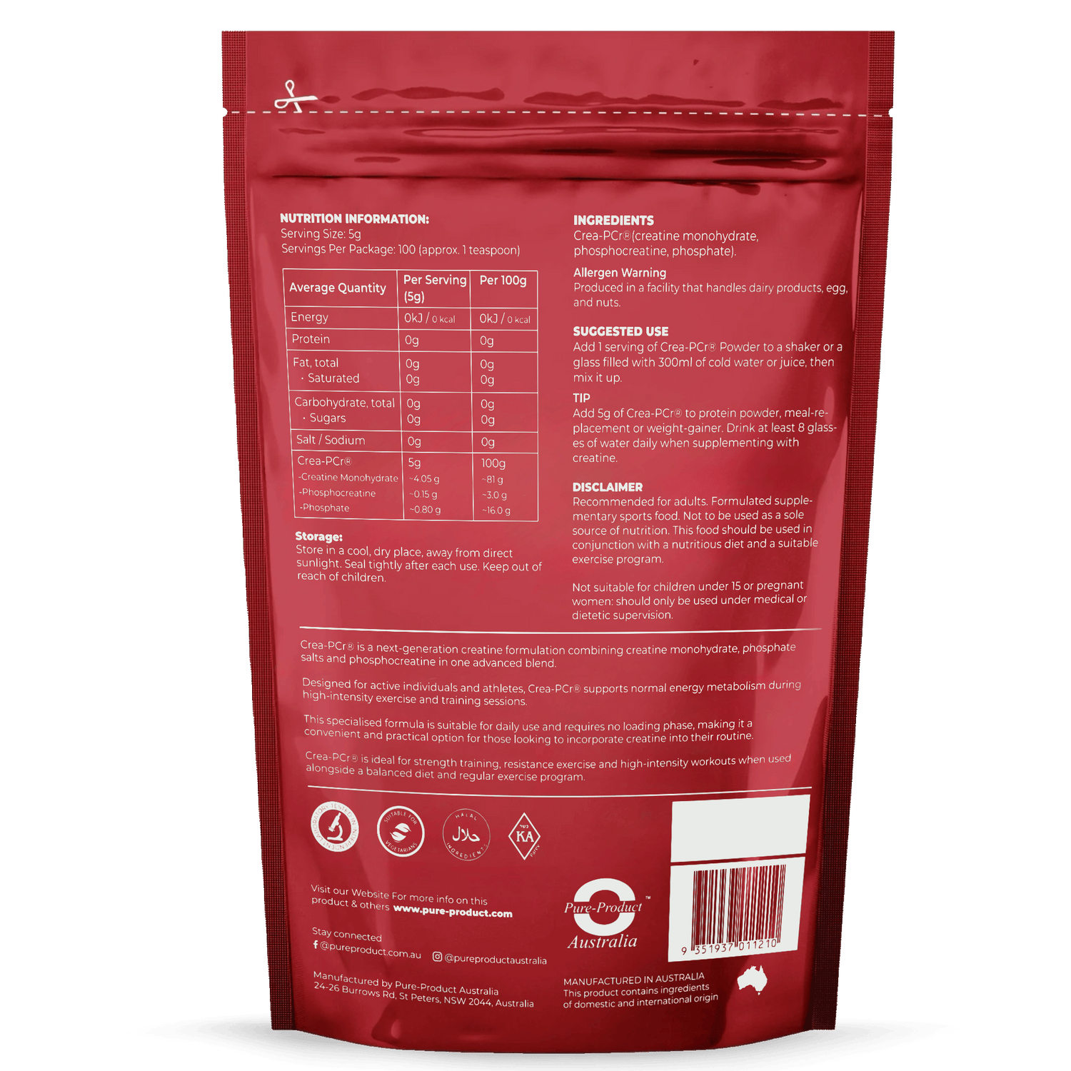 Creatine monohydrate powder, illustrating the best time of day to take creatine.