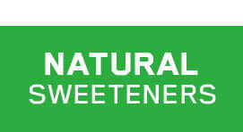 Image featuring the text NATURAL SWEETENERS on a green background, showcasing sugar alternatives.