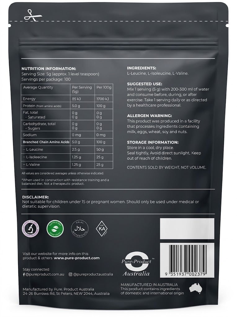 BCAA 2:1:1 Powder: Leucine, Isoleucine and Valine