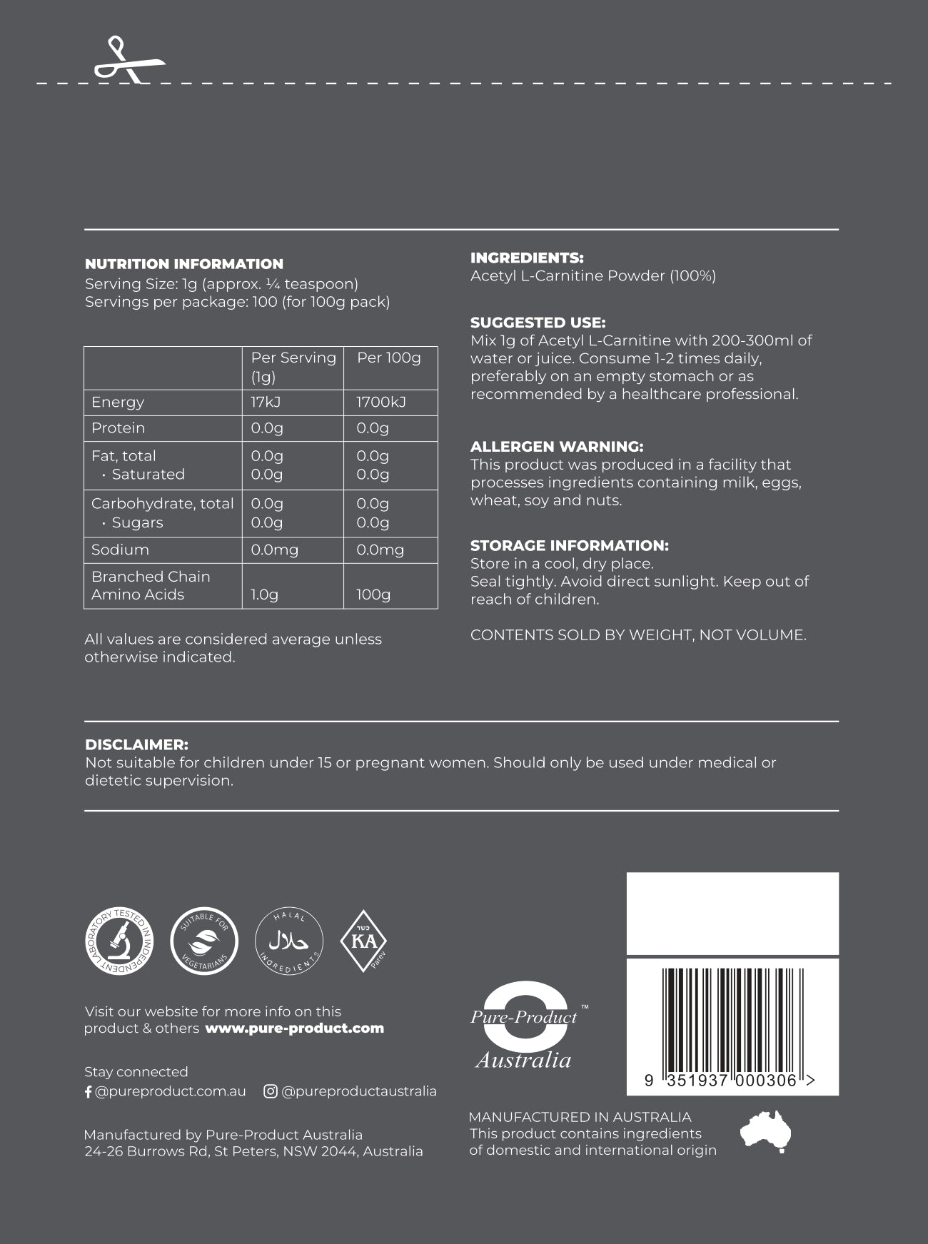 N-Acetyl Cysteine NAC powder Pure Product Australia