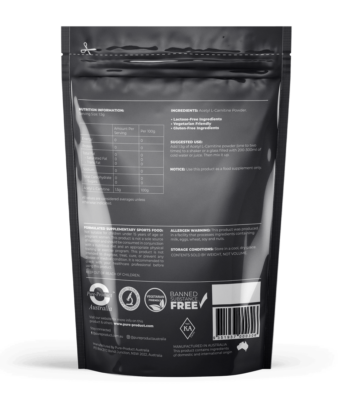 Acetyl L-Carnitine Powder (ALCAR), Discover the benefits of ALCAR, including improved brain function, increased energy levels, and fat metabolism. Learn the recommended dosage and more on Pure Product., Pure Product Australia
