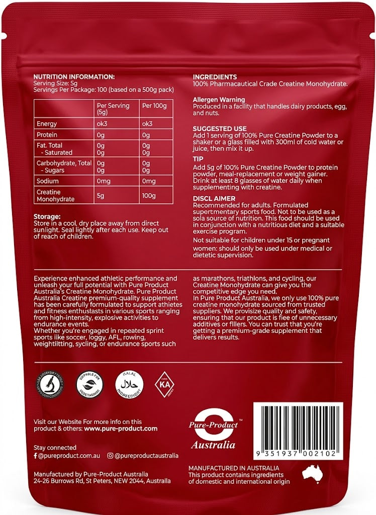 100% Pure Micronised Creatine Monohydrate Powder