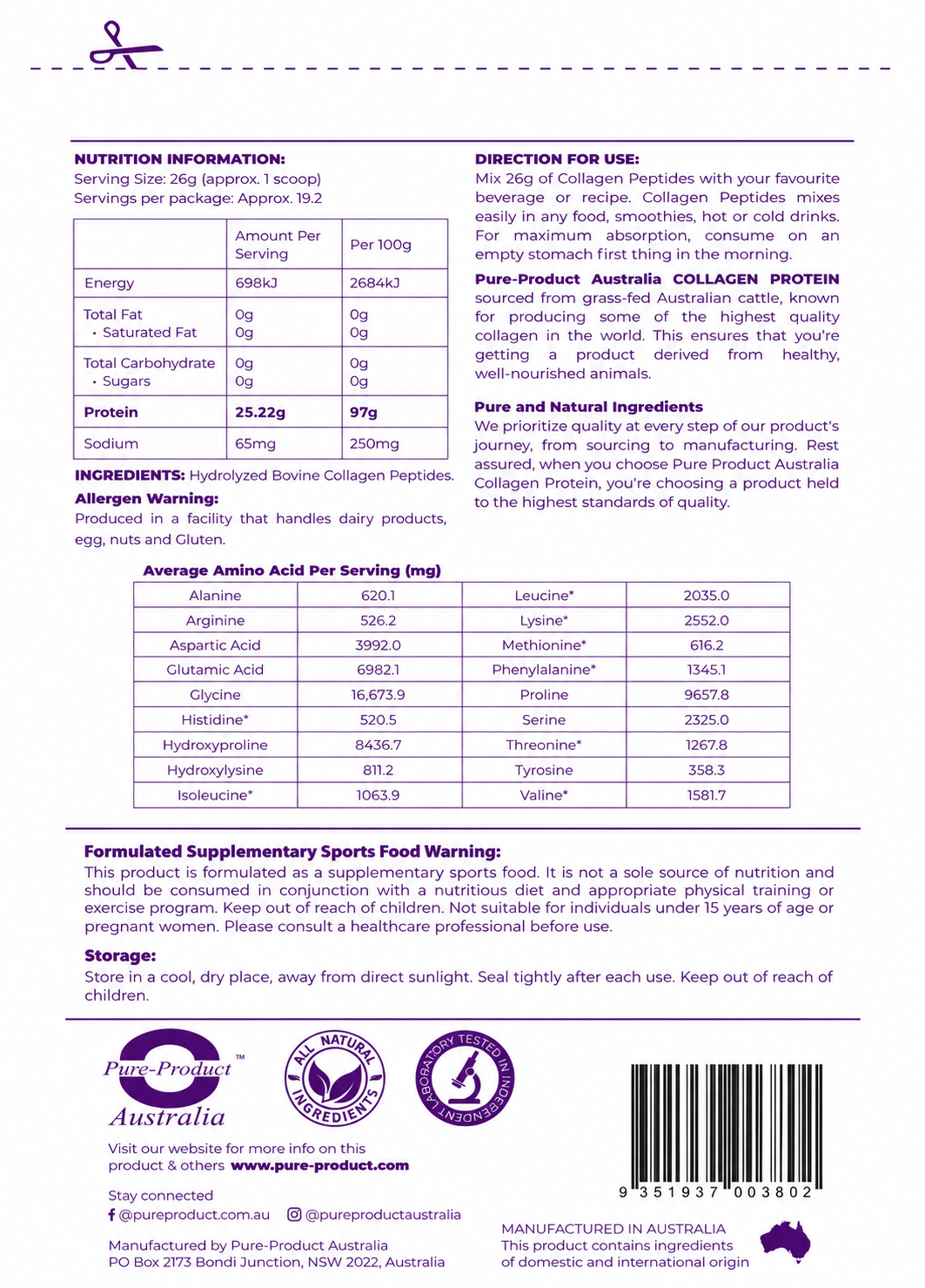 Collagen Protein Peptides | Hydrolysed | Australia