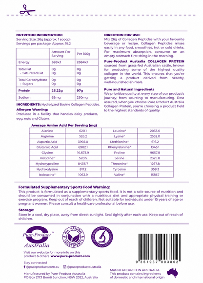 Collagen Protein Peptides | Hydrolysed | Australia