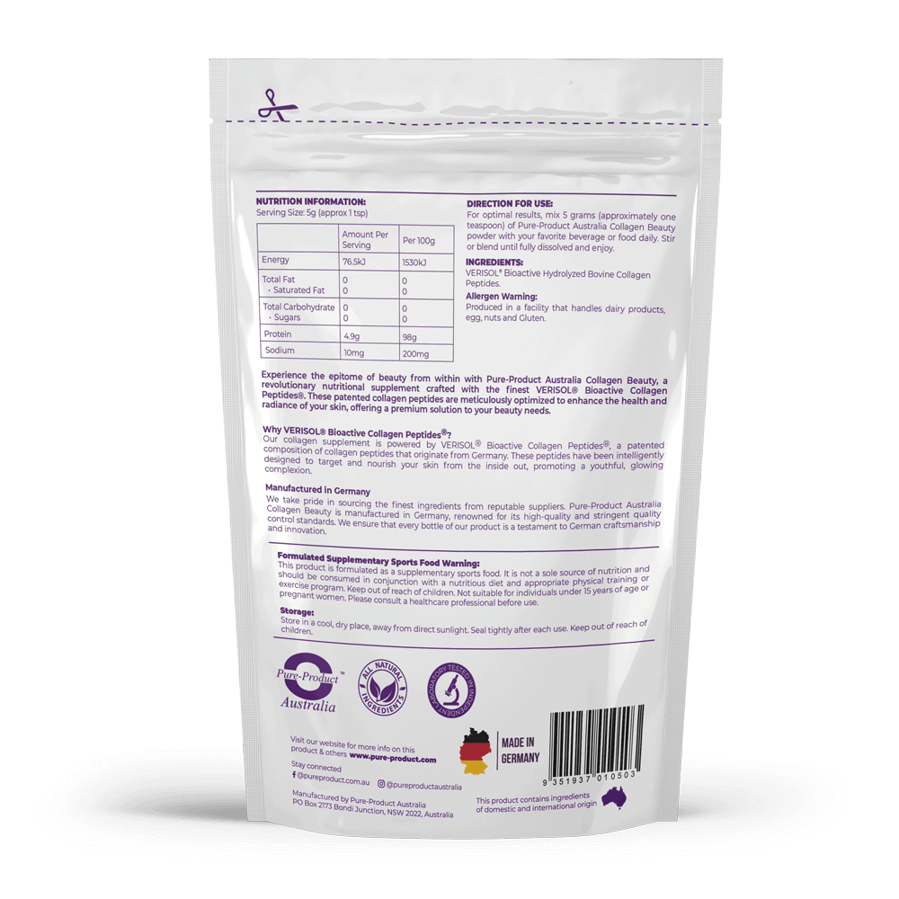 Collagen Peptides Type I & III (Germany ) Pure Product Australia, Unlock the secret to timeless beauty with Pure Product Australia&