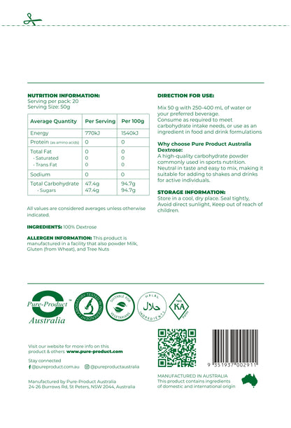 Dextrose monohydrate powder Pure Product Australia