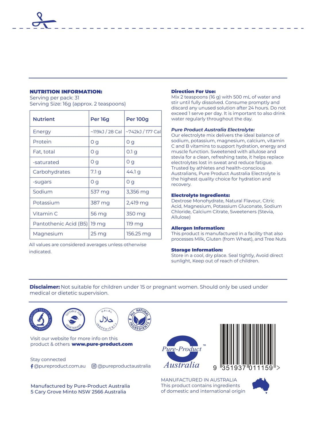 Electrolyte Powder | Sugar-Free Hydration | Australia