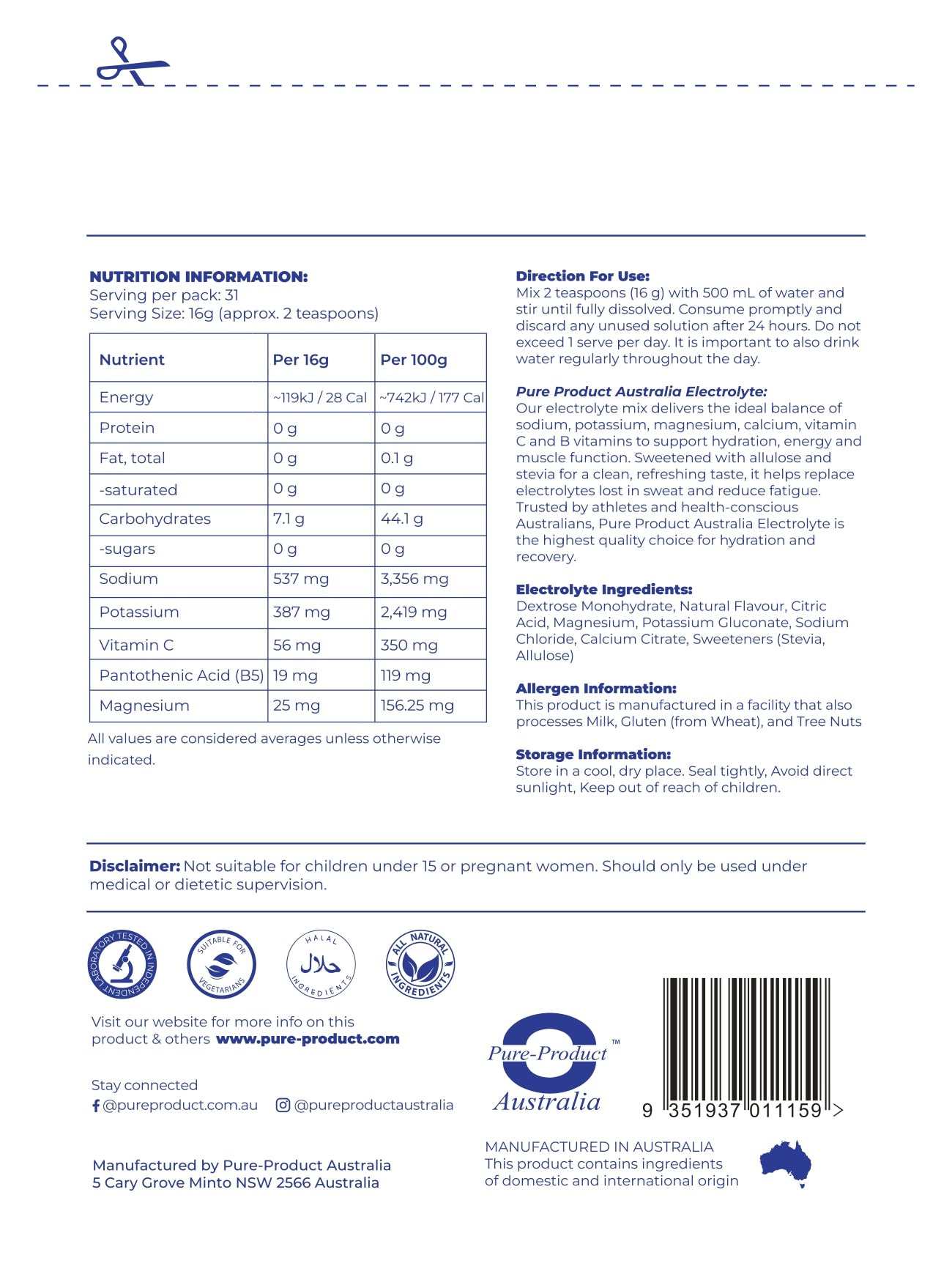 Electrolyte Powder | Sugar-Free Hydration | Australia