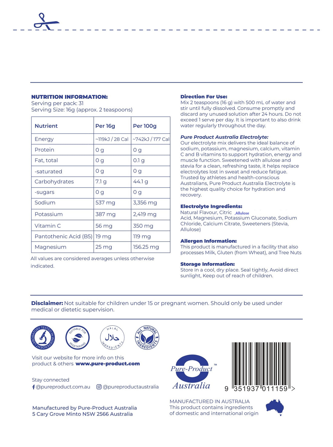 Electrolyte Powder | Sugar-Free Hydration | Australia