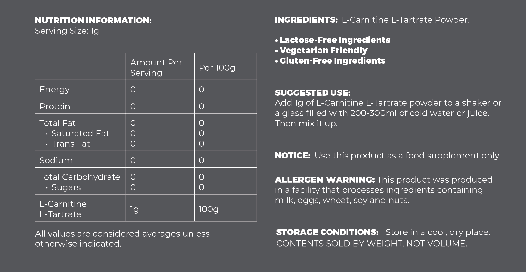 L-Carnitine Tartrate Powder