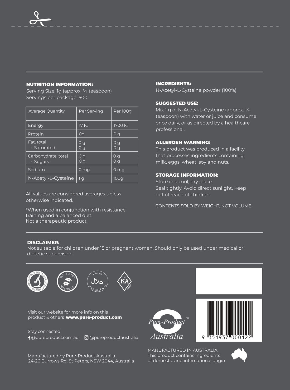 N Acetyl Cysteine Powder | NAC Supplement | AU