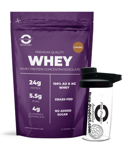 Premium Whey Protein Concentrate/Isolate from Grass-Fed Aussie Cows, 24g Protein, 5.5g BCAAs, and No Added Sugar for Fitness Enthusiasts