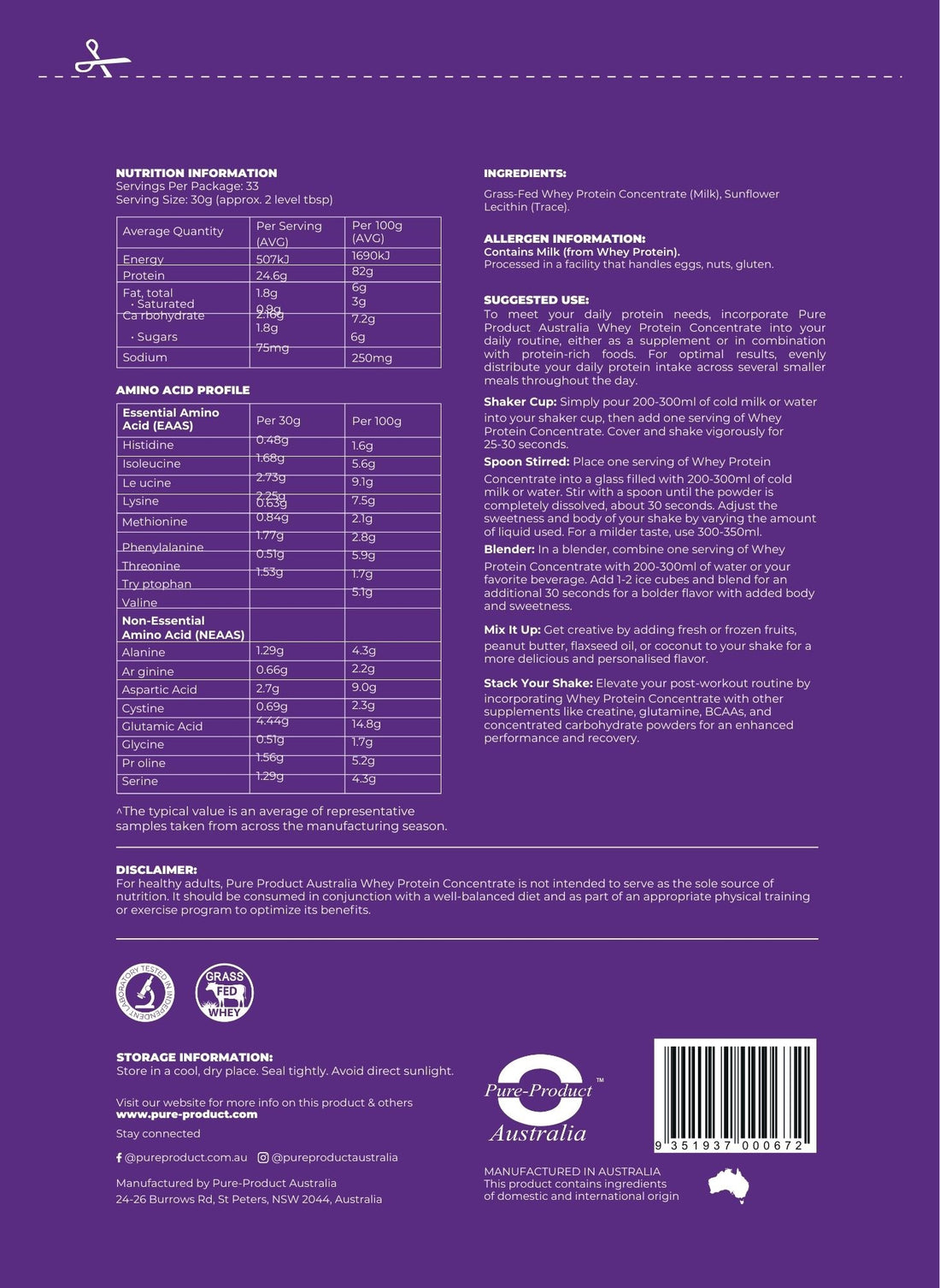 Whey Protein Concentrate | Grass-Fed WPC | Australia