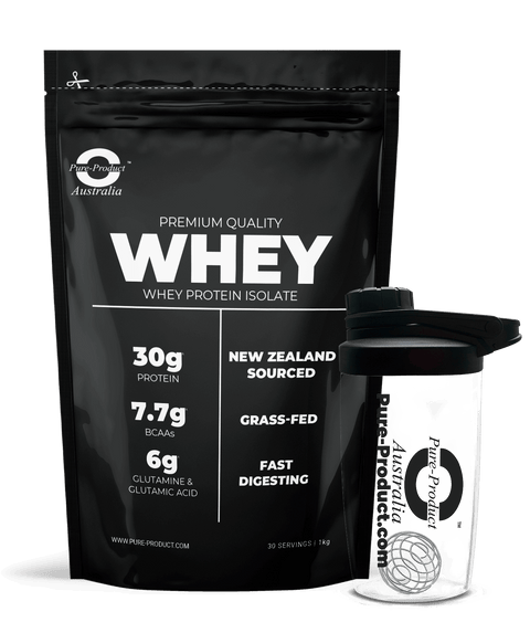 New Zealand whey protein isolate and glass shaker