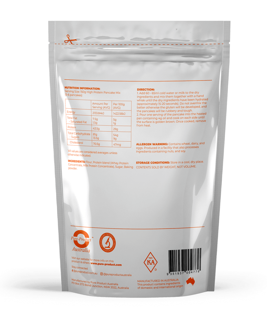 High Protein Pancake Boost your mornings with our high-protein pancake mix, delivering a whopping 43g of protein per serving. Delicious, nutritious, and perfect for sports enthusiasts and health-conscious individuals. Fuel your day the right way!