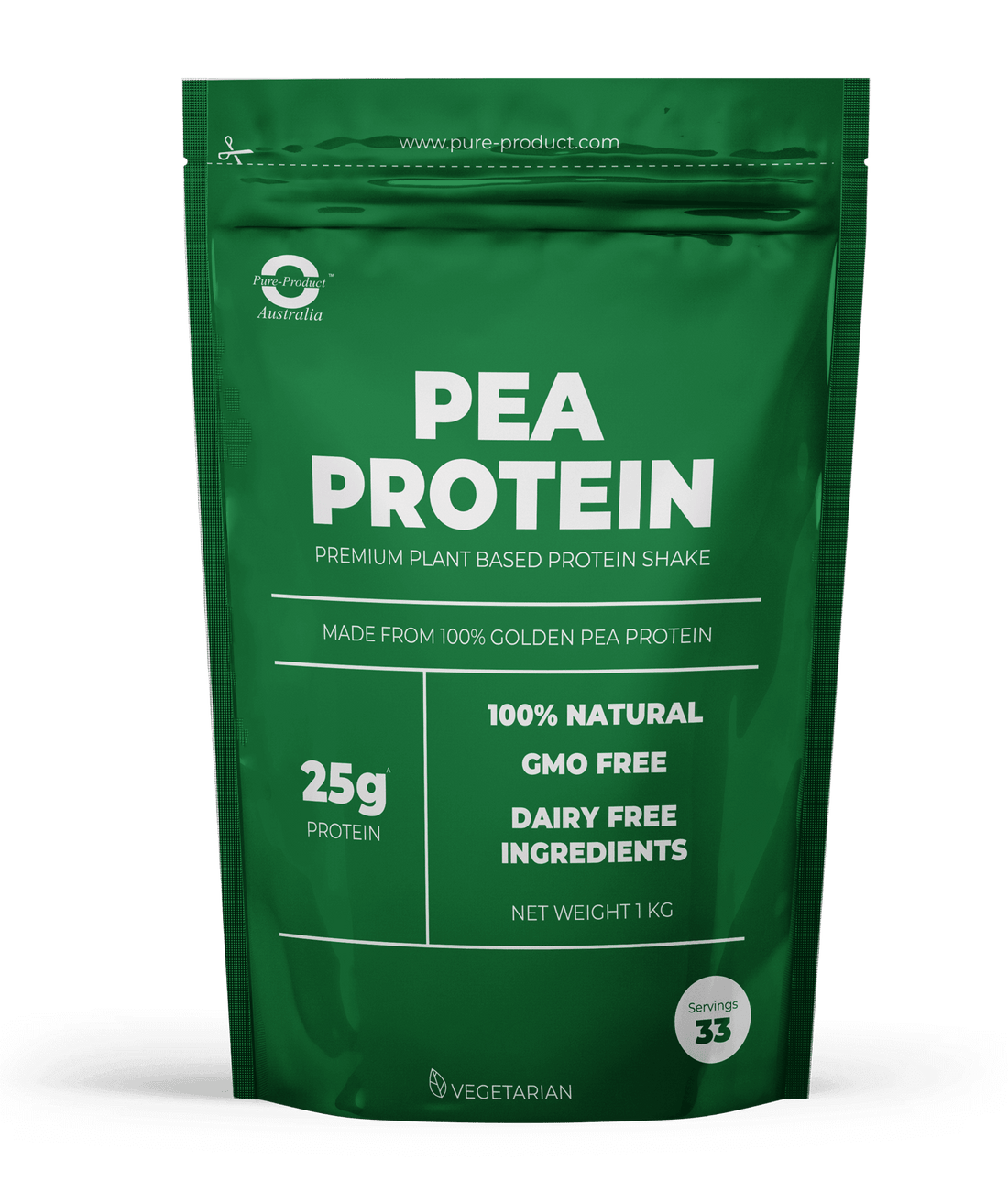 Pea Protein Isolate - Premium Plant-Based Protein Shake, 100% Natural, GMO Free, Dairy Free, 1kg Pack, 25g Protein per Serving.
