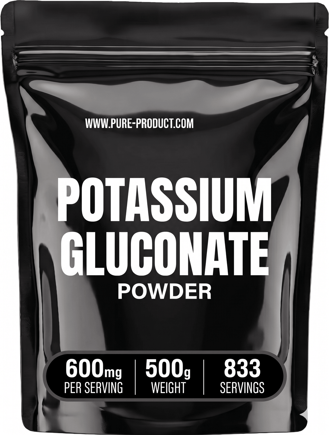 Potassium gluconate powder 500g tub by Pure Product Australia, 600mg per serving