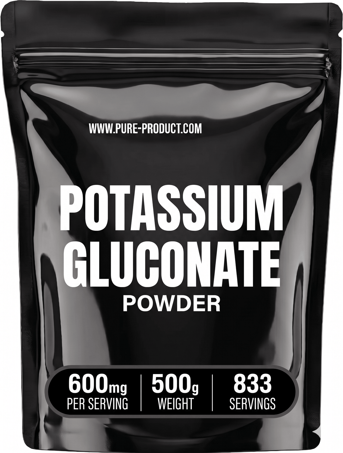 Potassium gluconate powder 500g tub by Pure Product Australia, 600mg per serving
