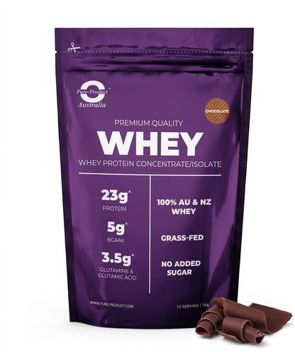 Pure Product Australia Whey Protein Blend Chocolate, grass-fed WPC + WPI, 24g protein per serve