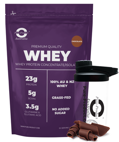 Chocolate Whey Protein Blend by Pure Product Australia, stevia-sweetened, no artificial sweeteners