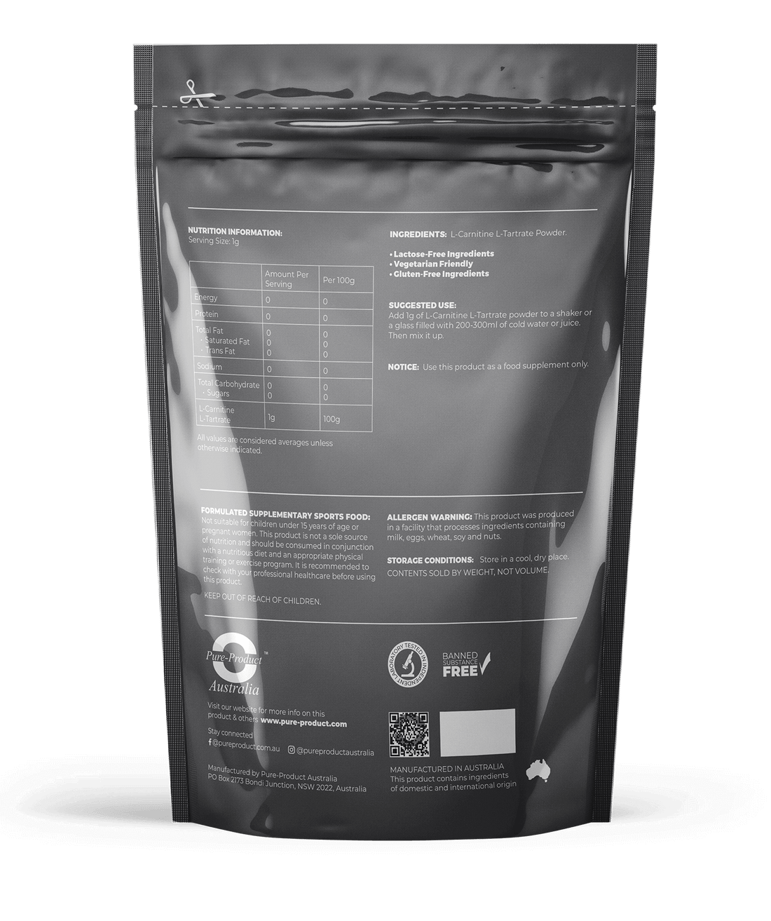 L-Carnitine Tartrate Powder, Pure Product Australia