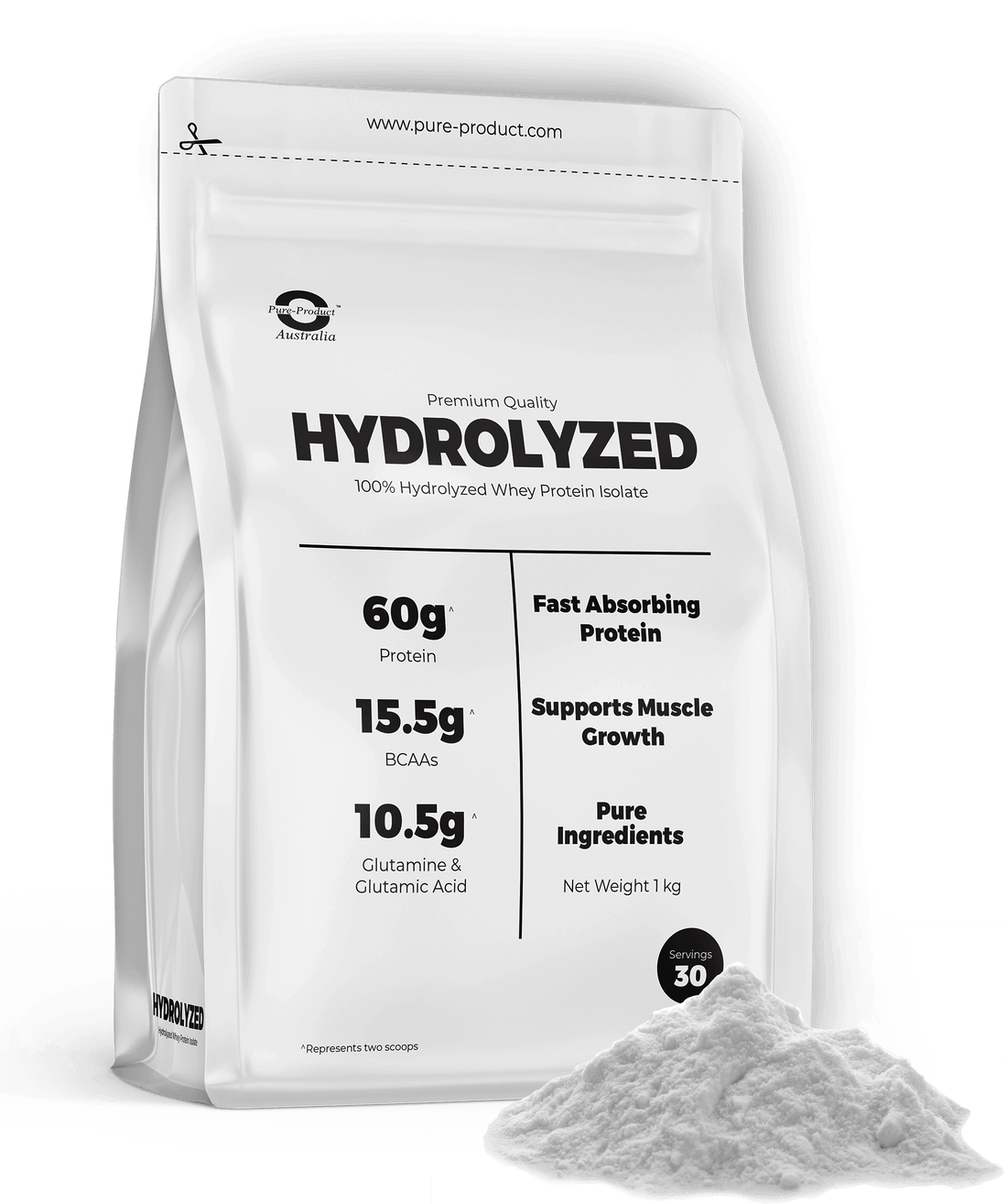 Hydrolyzed Whey Protein Isolate (HWPI): 100% New Zealand Grass-Fed, 60g Protein, 15.5g BCAAs, 10.5g Glutamine, Supports Muscle Growth