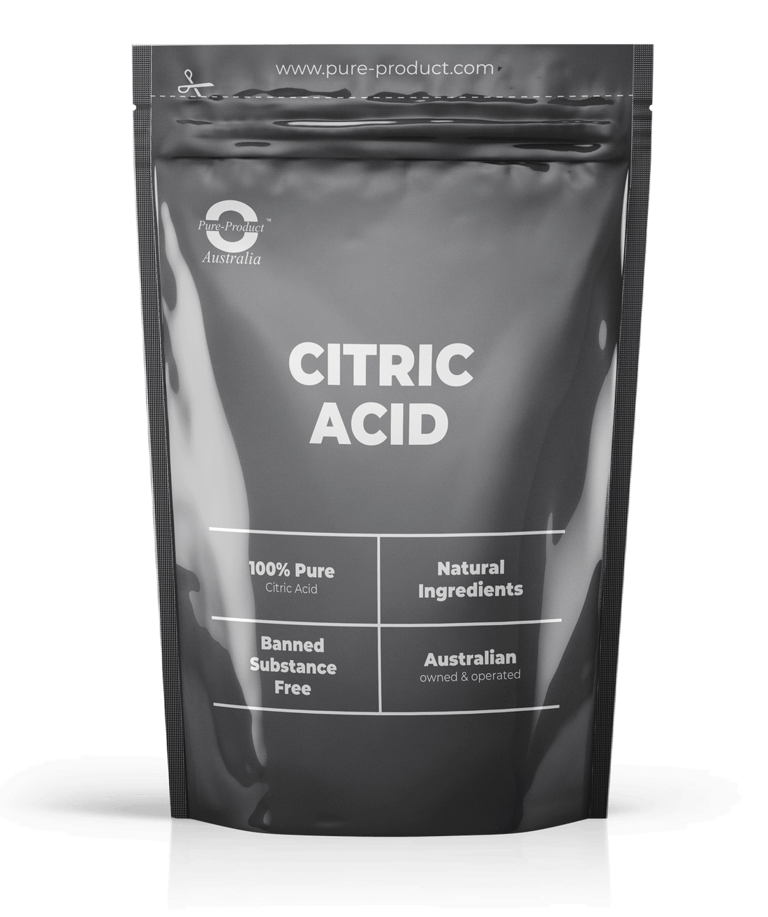 Pure citric acid powder with natural ingredients, banned substance-free, by Pure Product Australia.