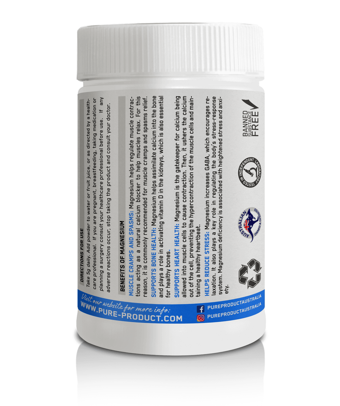 Magnesium Powder Pure Product Australia Magnesium Powder (Sugar-free drink mix) is a mineral vital for the proper functioning of the body. As the body can’t make it, you need to obtain it from your diet. Though it’s possible to get adequate amounts of thi